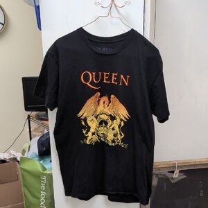Queen Black T-Shirt with Gold and Orange Design